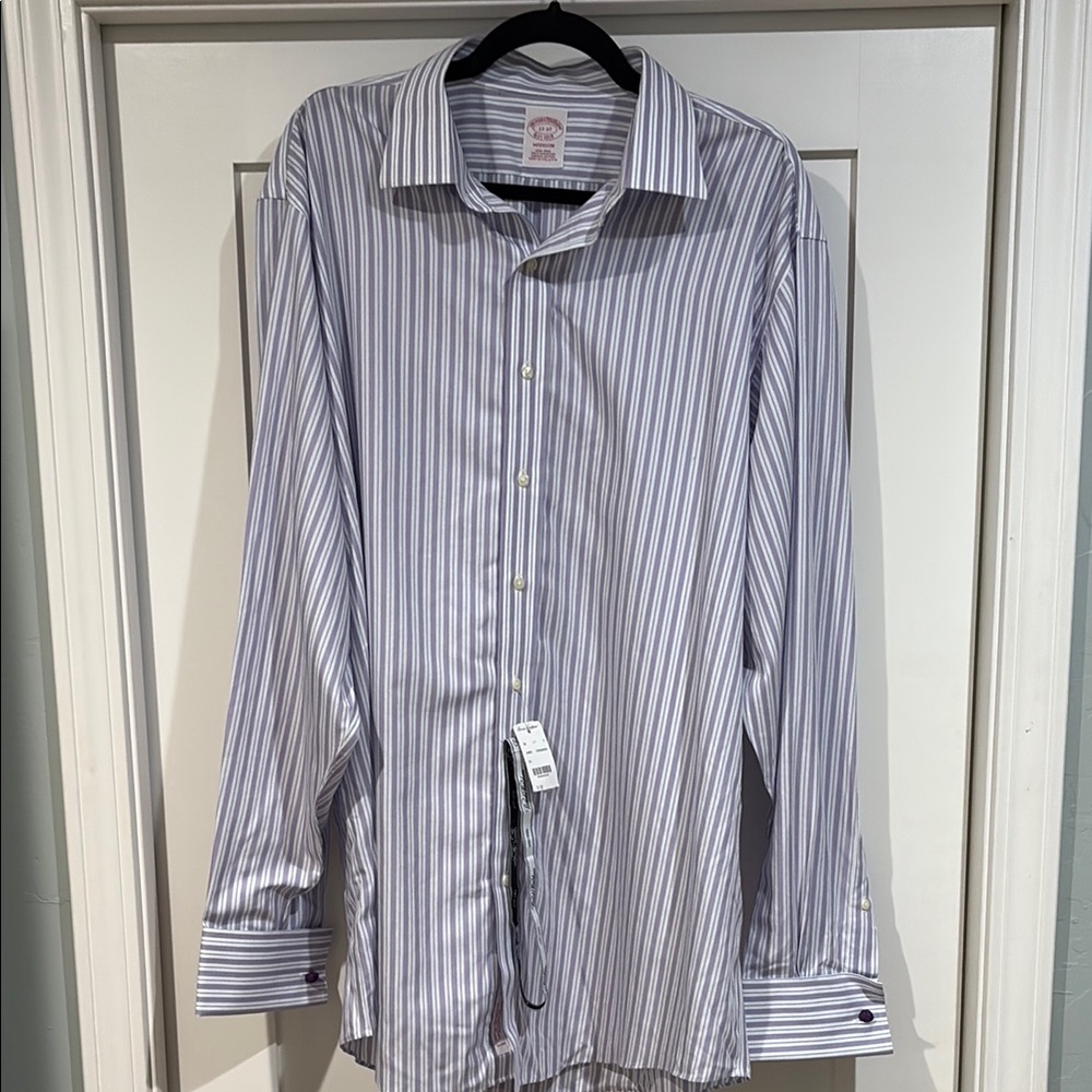 Brooks Brothers purple and White Striped Dress Shirt